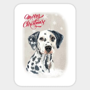 Lovely Dalmatian Merry Christmas Santa Dog Sticker
